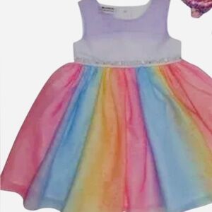 Blueberi Boulevard rainbow tulle skirt and a rhinestone-embellished waist